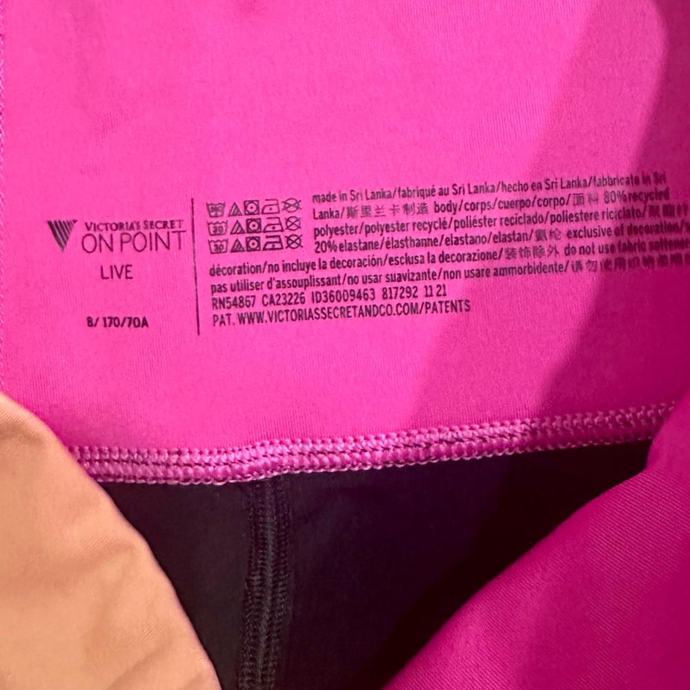 Victoria's Secret Black Leggings with Pink & Peach Waistband - Picture 3 of 5